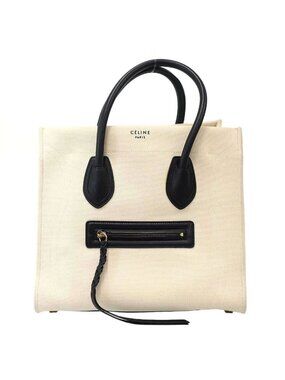 Celine Luggage Phantom Canvas Tote Ivory